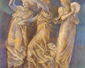 爱德华科莱伯恩琼斯 - Three Female Figures Dancing And Playing